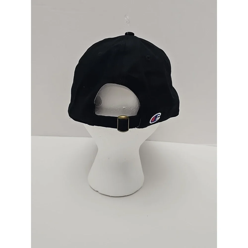 Champion Hat Cap Strap‎ Back Adjustable Spellout Script Logo Baseball Hat Black